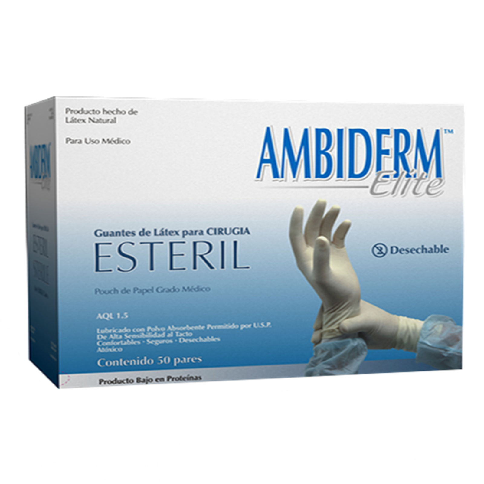 GUANTE PARA CIRUJANO LATEX ESTERILES 7 AMBIDERM CAJA 50 PARES