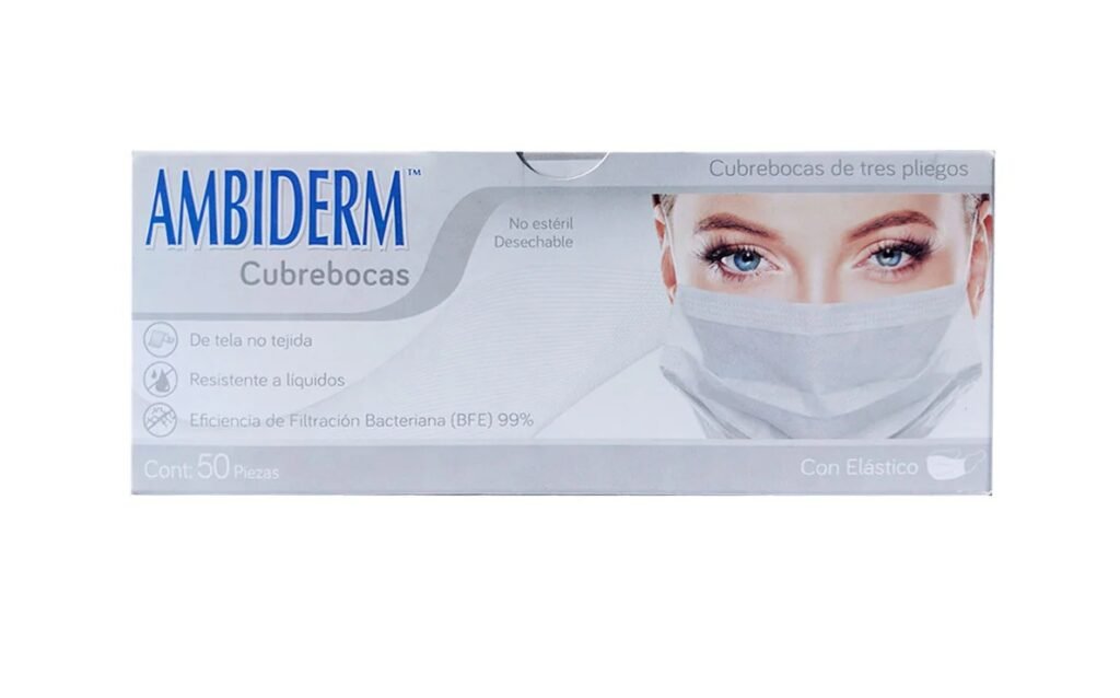 CUBREBOCAS PLISADO BLANCO AMBIDERM (CAJA/50) – Insumos Médicos Querétaro