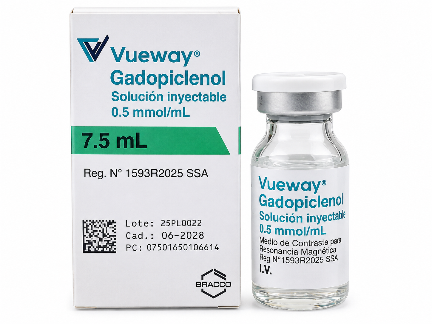 MEDIO DE CONTRASTE PARA RESONANCIA MAGNÉTICA: GADOPICLENOL DE 0.5 MMOL / 485.1 MG / ML EN FRASCO DE 7.5 ML DE LA MARCA VUEWAY®