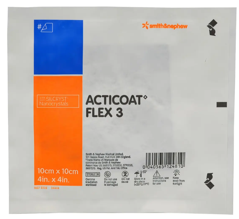APOSITO ALGINATO PLATA ACTICOAT FLEX 3 ADHESIVE 10X10CM